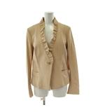 マックスマーラ MAX MARA 白タグ レザー テーラードジャケット 42 ベージュ フリル 長袖 ヴィンテージ /PP ■GY19