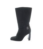 グッチ GUCCI ロングブーツ スエード スクエアトゥ ロゴ 37.5 24.5cm 黒 ブラック ■GY19 /MQ ■OH