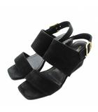 セリーヌ CELINE フィービー期 サンダル スエード オープントゥ チャンキーヒール アンクルストラップ 36 23㎝ 黒 ブラック /XZ ■GY19