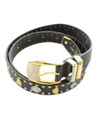 ジャンニヴェルサーチ ヴェルサーチェ GIANNI VERSACE ヴィンテージ ベルト ハトメ レザー メデューサ スタッズ 85/34 黒 ブラック /XZ ■GY19