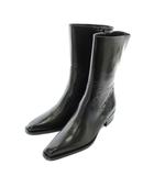 マックスマーラ MAX MARA ブーツ レザー ミドル丈 ポインテッドトゥ ステッチ 35 22㎝ 黒 ブラック /XZ ■GY19