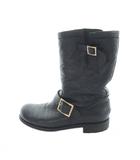 ジミーチュウ JIMMY CHOO エンジニアブーツ レザー ベルト ロゴ 40 25cm 黒 ブラック ■GY19 /MQ