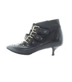 レッド ヴァレンティノ RED VALENTINO ブーティ ポインテッドトゥ ロゴ レザー ベルト 3連 スタッズ 36 22-22.5cm 黒 ブラック ■GY19 /MQ