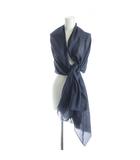 マックスマーラ ウィークエンドライン MAX MARA WEEKEND LINE 大判ストール ショール ロゴ カシミヤ 絹 シルク 紺 ネイビー ■GY19 /MQ