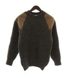 ブラックシープ BLACK SHEEP ニット セーター 厚手 ウール 牛革 スエード 長袖 クルーネック エルボーパッチ S 茶色 ブラウン /XZ ■GY42