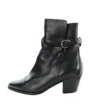 セリーヌ CELINE ショートブーツ レザー ベルト ポインテッドトゥ ロゴ 36 黒 ブラック ■GY19 /MQ ■OH