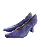 ボッテガヴェネタ BOTTEGA VENETA パンプス チャンキーヒール ロゴ レザー スクエアトゥ 37.5 紫 ■GY19 /MQ