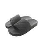 ボッテガヴェネタ BOTTEGA VENETA サンダル フラット イントレチャート 厚底 ロゴ スライド 37 黒 ブラック ■GY69 /MQ