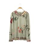 レオナール LEONARD カットソー 長袖 花柄 ヴィンテージ 46 グレー マルチカラー /DO ■GY44