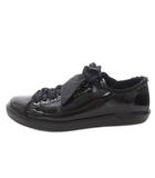 プラダスポーツ PRADA SPORT スニーカー シューズ ローカット エナメル レースアップ ロゴ 37.5 黒 ブラック /FF ■GY19