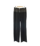 シャネル CHANEL P39003V28309 ワイドパンツ カシミヤ混 レザー切替 ターンロック 36 ブラック /ES ■G
