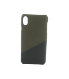 ボッテガヴェネタ BOTTEGA VENETA iPhoneXS Max用 スマホケース レザー ツートンカラー カーキ 黒 /MI ■OH ■GY19