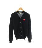 プレイコムデギャルソン PLAY COMME des GARCONS AD2018/8 ウールニットカーディガン 長袖 Vネック ハートロゴワッペン S ネイビー AZ-N008 /DO