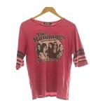 ヒステリックグラマー HYSTERIC GLAMOUR バンドTシャツ カットソー 5分袖 The Runaways プリント ヨレ加工 M ピンク 黒 ブラック /SS ■OS