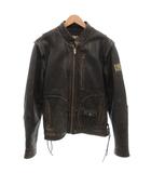 ハーレーダビッドソン HARLEY DAVIDSON ヴィンテージ ライダースジャケット 革ジャン レザー ロゴ刺繍 ワッペン M 黒 ブラック /FF ■GY7