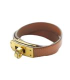 エルメス HERMES ドゥブルトゥール ブレスレット アクセサリー バングル 2連 ケリー 刻印 レザー 茶 ブラウン ■GY19 /MQ ■OH