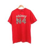 ステューシー STUSSY Tシャツ L 赤 レッド ゼブラ柄 No4  ロゴプリント 半袖 /SX ■GY01