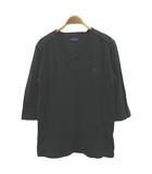 バーバリー ロンドン BURBERRY LONDON Tシャツ L 黒 ブラック Vネック ロゴ刺繍 七分袖 /NP ■GY19