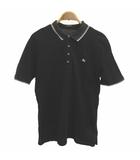 バーバリーブラックレーベル BURBERRY BLACK LABEL ポロシャツ 3 黒 ブラック 白 ホワイト ロゴ刺繍 襟ライン 半袖 / BMV27-840-09 NP ■GY19