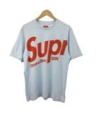 シュプリーム SUPREME 半袖Tシャツ M ライトブルー 赤 レッド ロゴプリント 半袖 /SH ■GY19