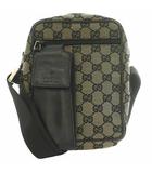 グッチ GUCCI GGキャンバス ポシェット ショルダーバッグ レザー ロゴ ベージュ 黒 ブラック /SS ■OS ■OH