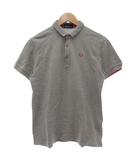 フレッドペリー FRED PERRY 美品 ポロシャツ 鹿の子 半袖 M レギュラーカラー ロゴ 刺繍 グレー F1372 ピンク /KB ■GY12
