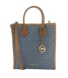 マイケルコース MICHAEL KORS 2WAYバッグ ハンド ショルダー MKシグネチャー柄 デニム レザー 紺 ネイビー 茶 ブラウン /SS ■OS ■GY01