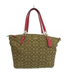 コーチ COACH トートバッグ 肩掛け キャンバス レザー シグネチャー ロゴ ゴールド金具 ベージュ ピンク F36722 /XZ ■GY64
