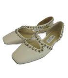 ジミーチュウ JIMMY CHOO JOEZIE FLAT パンプス フラット レザー スクエアトゥ ストラップ ドームスタッズ 34.5 21.5cm 白 ホワイト /XZ ■GY19