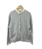 チャムス CHUMS ノーカラージャケット ストライプ柄 上着 L 白 オフホワイト 青 ブルー 長袖 ブルゾン /YU ■GY73