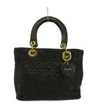 クリスチャンディオール Christian Dior レディディオール Lady Dior カナージュ ハンドバッグ レザー キルティング ロゴチャーム ゴールド金具 黒 ブラック /XZ ■GY04