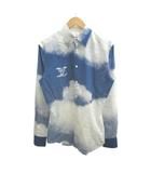 ルイヴィトン LOUIS VUITTON 20AW LVクラウドプリント長袖シャツ コットン M 白 ホワイト ブルー 長袖 レギュラーカラー RM202 YRU HJS74W /NP ■GY19