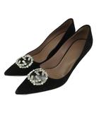 グッチ GUCCI GGスパークリング ビジュー パンプス スエード インターロッキングG ポインテッドトゥ ハイヒール 35 22cm 黒 ブラック /XZ ■GY19