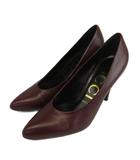 グッチ GUCCI パンプス レザー ポインテッドトゥ ハイヒール 37 24cm バーガンディ /XZ ■GY19