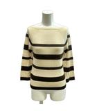 プラダ PRADA ニット セーター ボーダー柄 ボートネック 七分袖 絹 シルク 38 アイボリー /RY ■G