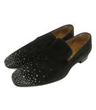 クリスチャンルブタン Christian louboutin ダンデライオン デグラ フラット Dandelion Degra Flat ローファー スリッポン スエード ラインストーン 42 27㎝ 黒 ブラック /XZ ■GY19
