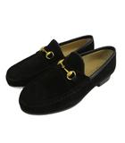 グッチ GUCCI ホースビットローファー スエード ゴールド金具 34.5 21.5cm 黒 ブラック 100 0255/1 /XZ ■GY19