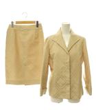 バーバリー ロンドン BURBERRY LONDON セットアップ ジャケット テーラード 薄手 比翼 スカート タイト チェック 40 ベージュ /DO ■GY80