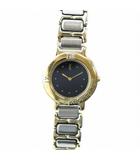 イヴサンローラン YVES SAINT LAURENT 腕時計 ウォッチ クォーツ ロゴ 黒文字盤 シルバー色 ゴールド色 2200-229789 ■GY18 /MQ