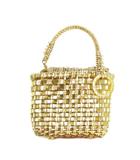 アンテプリマ ANTEPRIMA ミニアトゥーラ ポーチ ミニバッグ イントレッチオワイヤー ロゴ ラインストーン 巾着 ゴールドカラー /AH1 ■GY11