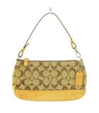 コーチ COACH ハンドバッグ ポーチ ミニ キャンバス ジャガード レザー 革 シグネチャー 総柄 茶 ブラウン 6094 /AH15 ■GY18