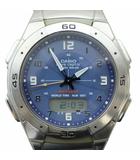 カシオ CASIO wave ceptor 腕時計 ウォッチ ソーラー ロゴ アナデジ カレンダー付き 青文字盤 シルバー色 WVA-470 ■GY17 /MQ