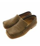 ルイヴィトン LOUIS VUITTON ダミエ ローファー ハラコ レザー スクエアトゥ 総柄 ロゴ 7 26cm 茶色 ブラウン /XZ ■GY18