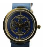 トリーバーチ TORY BURCH 腕時計 ウォッチ クォーツ ロゴ レザーベルト 青文字盤 ゴールド色 TRB4003 ■GY18 /MQ