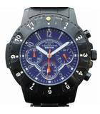 テクノス TECHNOS 腕時計 ウォッチ クォーツ クロノグラフ 青文字盤 ロゴ 黒 ブラック TBM681 ■GY11 /MQ