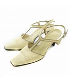 プラダ PRADA サンダル レザー スクエアトゥ チャンキーヒール ストラップ 36 23cm アイボリー /XZ ■GY40