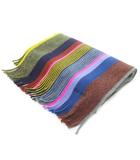 ポールスミス PAUL SMITH マフラー ニット フリンジ リブ インターシャ マルチストライプ ロゴ刺繍 マルチカラー /MN8 ■GY18