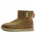 アグ UGG クラシック ミニ ジップ ウォータープルーフ Classic Mini Zip Waterproof ムートンブーツ スエード ボア 防水 ショート サイドジップ ロゴ US10 28cm 茶色 ブラウン 1018453 /XZ ■GY17
