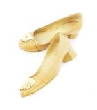 サルヴァトーレフェラガモ Salvatore Ferragamo パンプス ローヒール ラウンドトゥ レザー 革 ロックデザインバックル ゴールド金具 ロゴ 5.5 22.5cm 茶 ブラウン /CK19 ■GY18