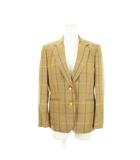 バーバリーズ Burberrys 白タグ 90s ヴィンテージ テーラードジャケット ウール 総裏地 金ボタン チェック 総柄 7AB2 茶 ブラウン /AH3 ■GY18